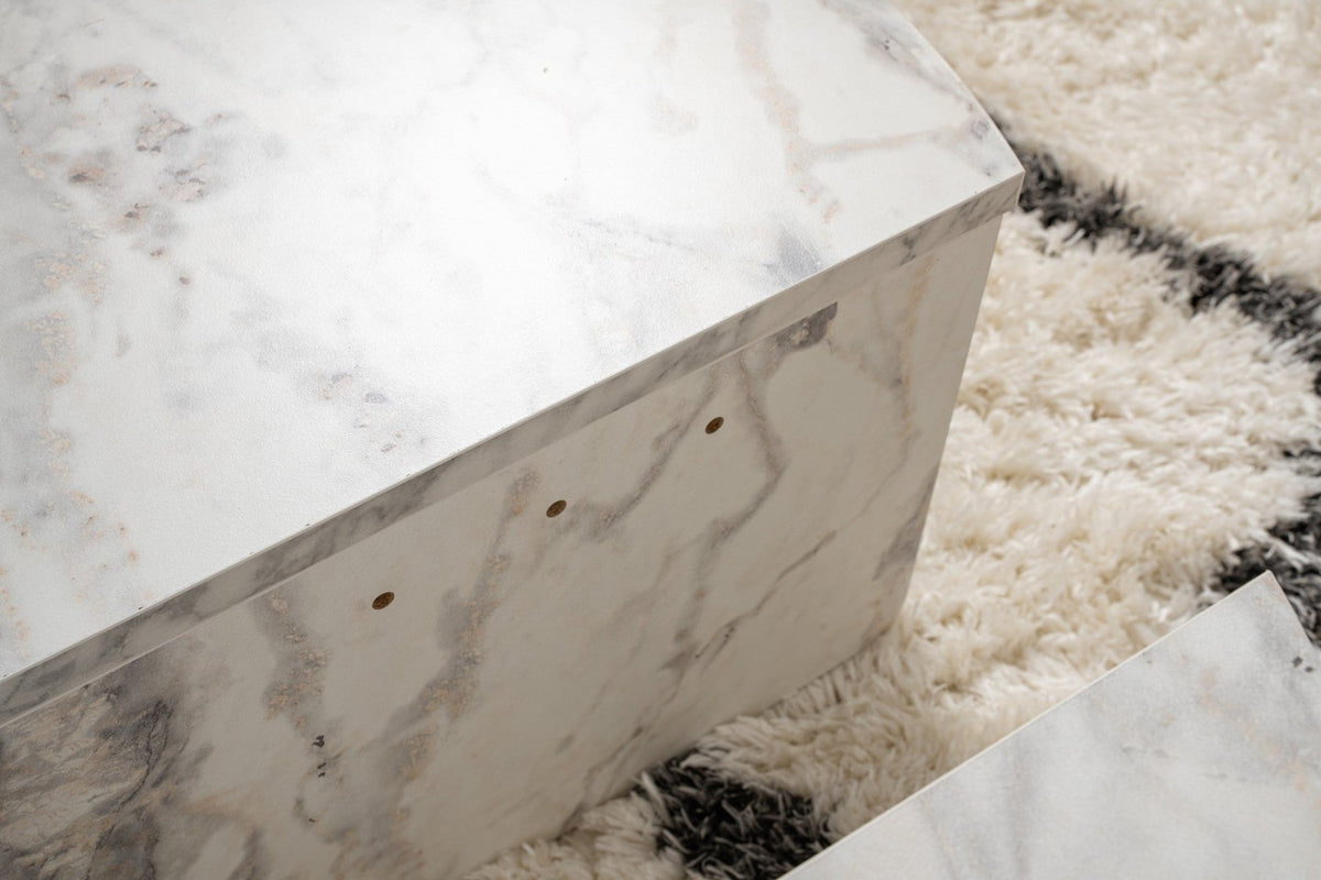Coffee Tables - Round Coffee Table Marble Stepped Melamine 90 cm Orin - Dimehouse