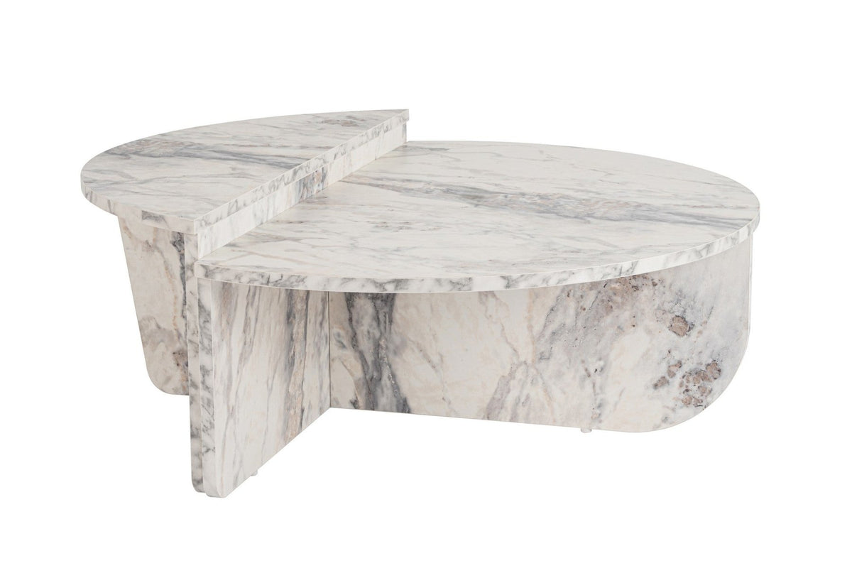 Coffee Tables - Round Coffee Table Marble Stepped Melamine 90 cm Orin - Dimehouse