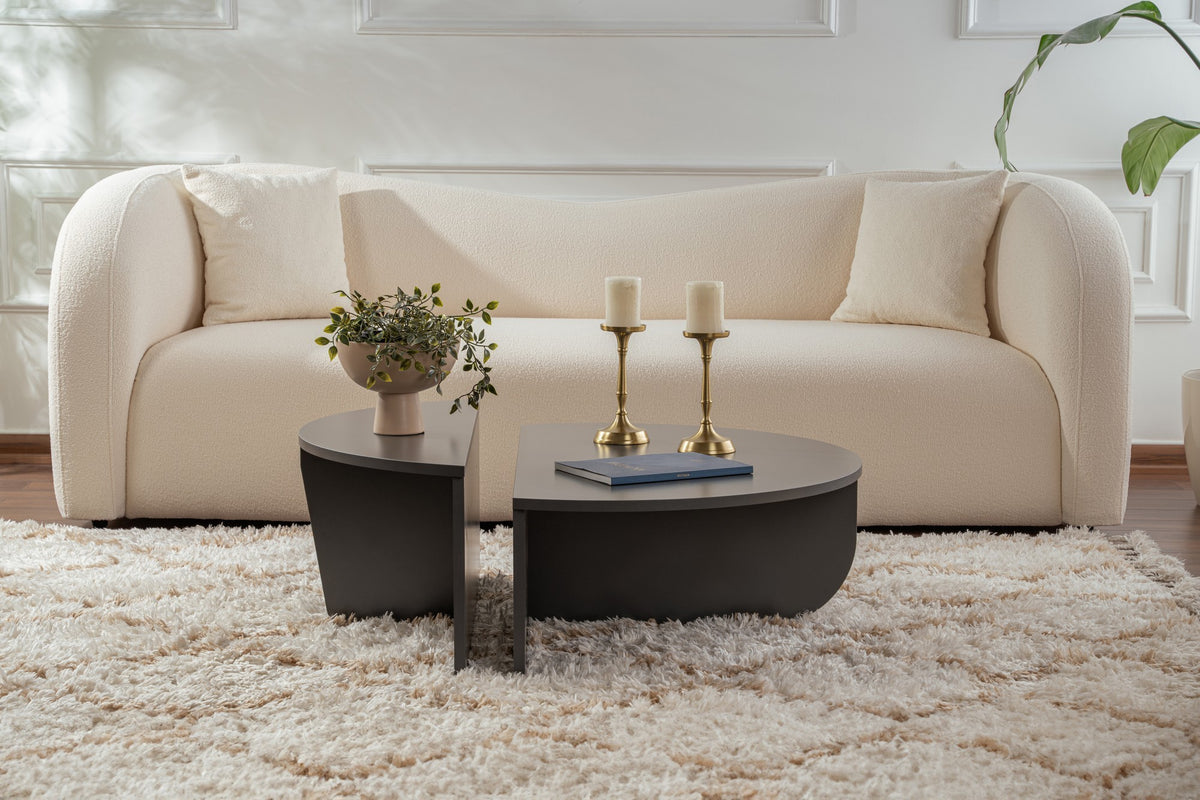 Coffee tables - Round Coffee Table Anthracite Melamine 85 cm Orin - Dimehouse