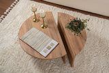 Coffee Tables - Round Coffee Table Atlantic Pine Wood Stepped Melamine 90 cm Orin - Dimehouse