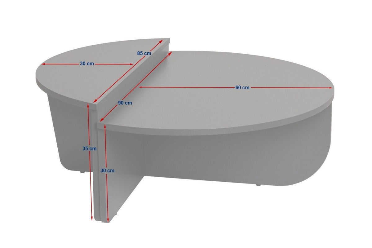 Coffee Tables - Round Coffee Table Gray Stepped Melamine 90 cm Orin - Dimehouse