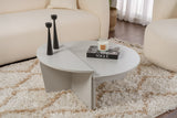 Coffee Tables - Round Coffee Table Gray Stepped Melamine 90 cm Orin - Dimehouse