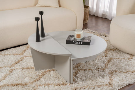 Coffee Tables - Round Coffee Table Gray Stepped Melamine 90 cm Orin - Dimehouse