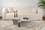 Coffee Tables - Round Coffee Table Gray Stepped Melamine 90 cm Orin - Dimehouse