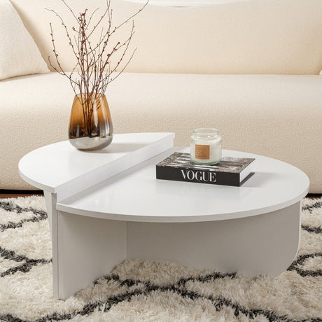 Coffee Tables - Round Coffee Table White 85 cm Melamine Orin - Dimehouse
