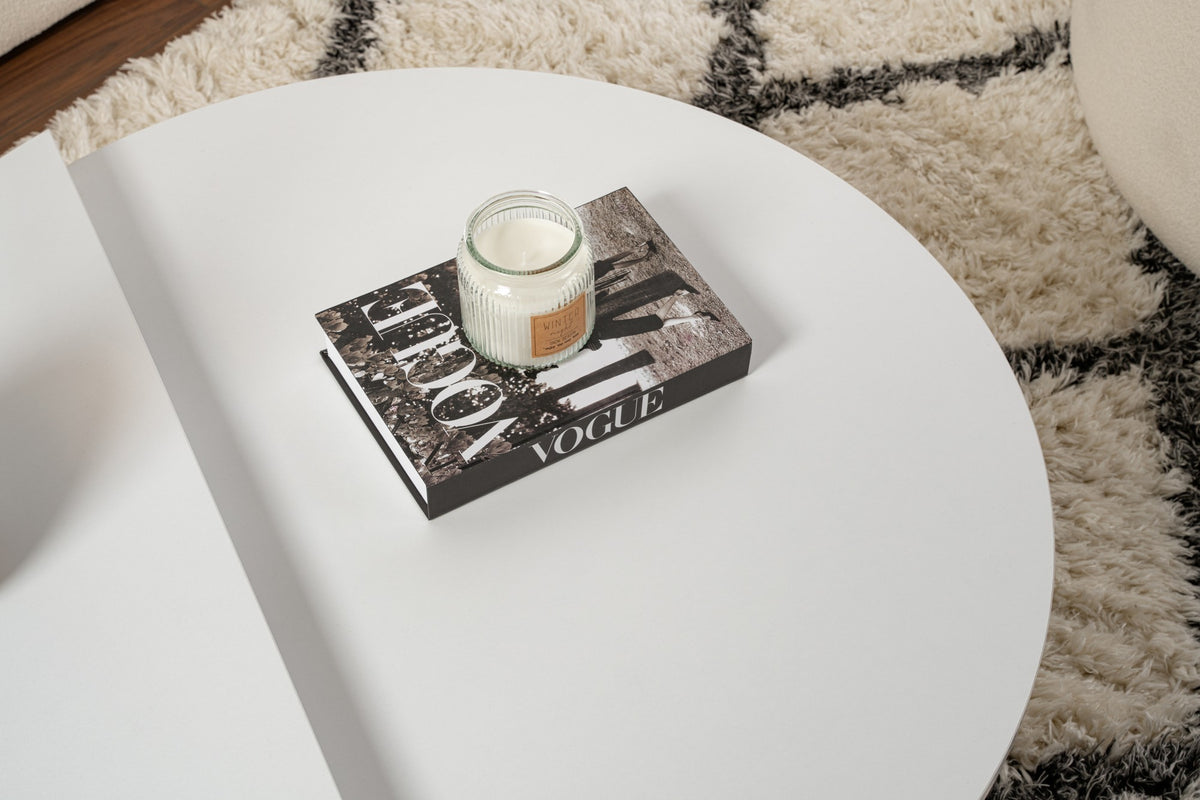 Coffee Tables - Round Coffee Table White 85 cm Melamine Orin - Dimehouse