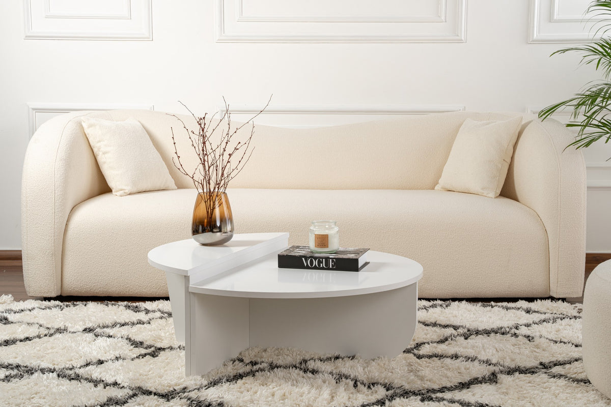 Coffee Tables - Round Coffee Table White 85 cm Melamine Orin - Dimehouse