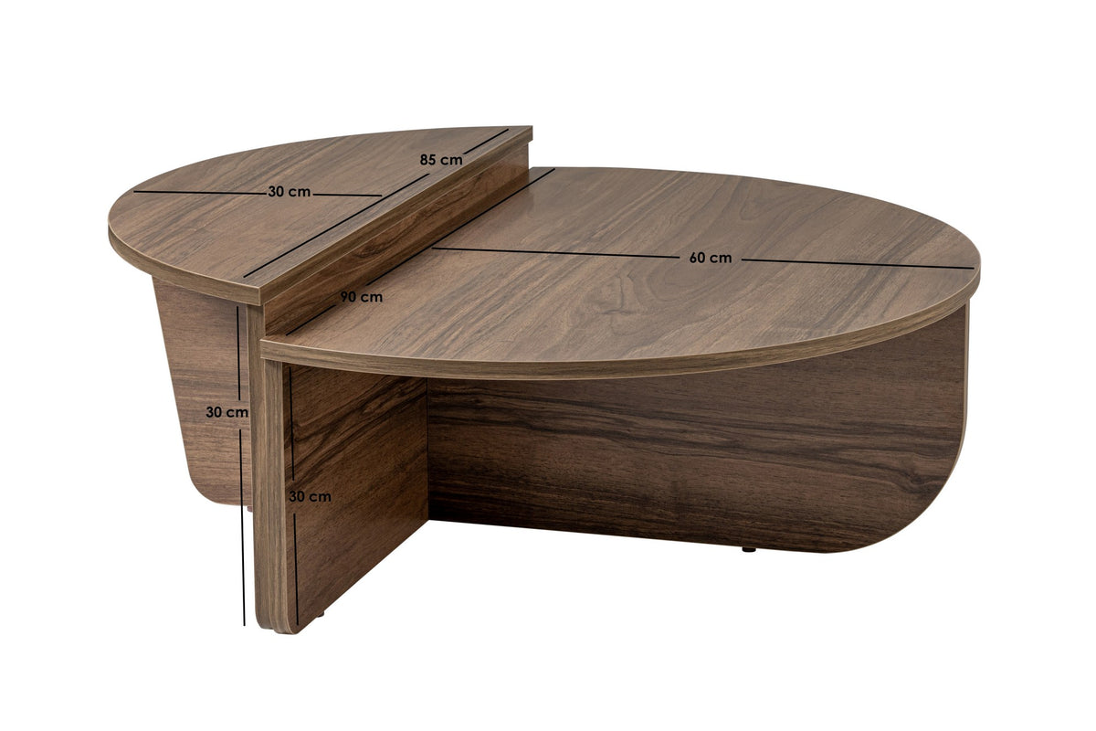 Coffee tables - Coffee table Round 85 cm Natural Walnut Melamine Orin - Dimehouse