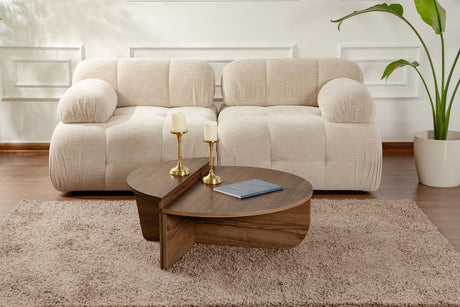 Coffee tables - Coffee table Round 85 cm Natural Walnut Melamine Orin - Dimehouse