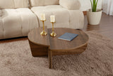 Coffee tables - Coffee table Round 85 cm Natural Walnut Melamine Orin - Dimehouse