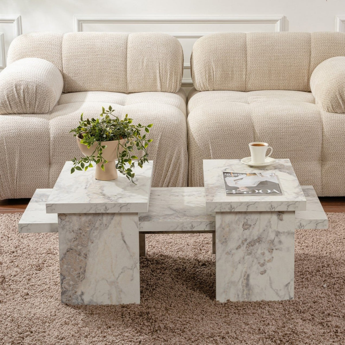 Coffee tables - Coffee table Marble look Melamine Rebellion - Dimehouse