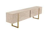 TV Furniture - TV Furniture Beige Melamine Gold Frame Blitz 50x180x29.5 cm - Dimehouse