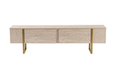 TV Furniture - TV Furniture Beige Melamine Gold Frame Blitz 50x180x29.5 cm - Dimehouse