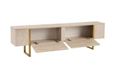 TV Furniture - TV Furniture Beige Melamine Gold Frame Blitz 50x180x29.5 cm - Dimehouse