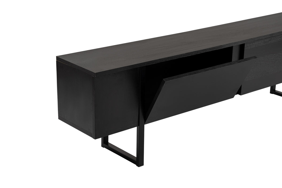 TV Furniture - TV Furniture Black Melamine black frame 180x50x29.5 cm - Blitz - Dimehouse