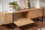 TV Furniture - TV Furniture Natural Melamine Black Frame 180x50x29.5 cm - Blitz - Dimehouse