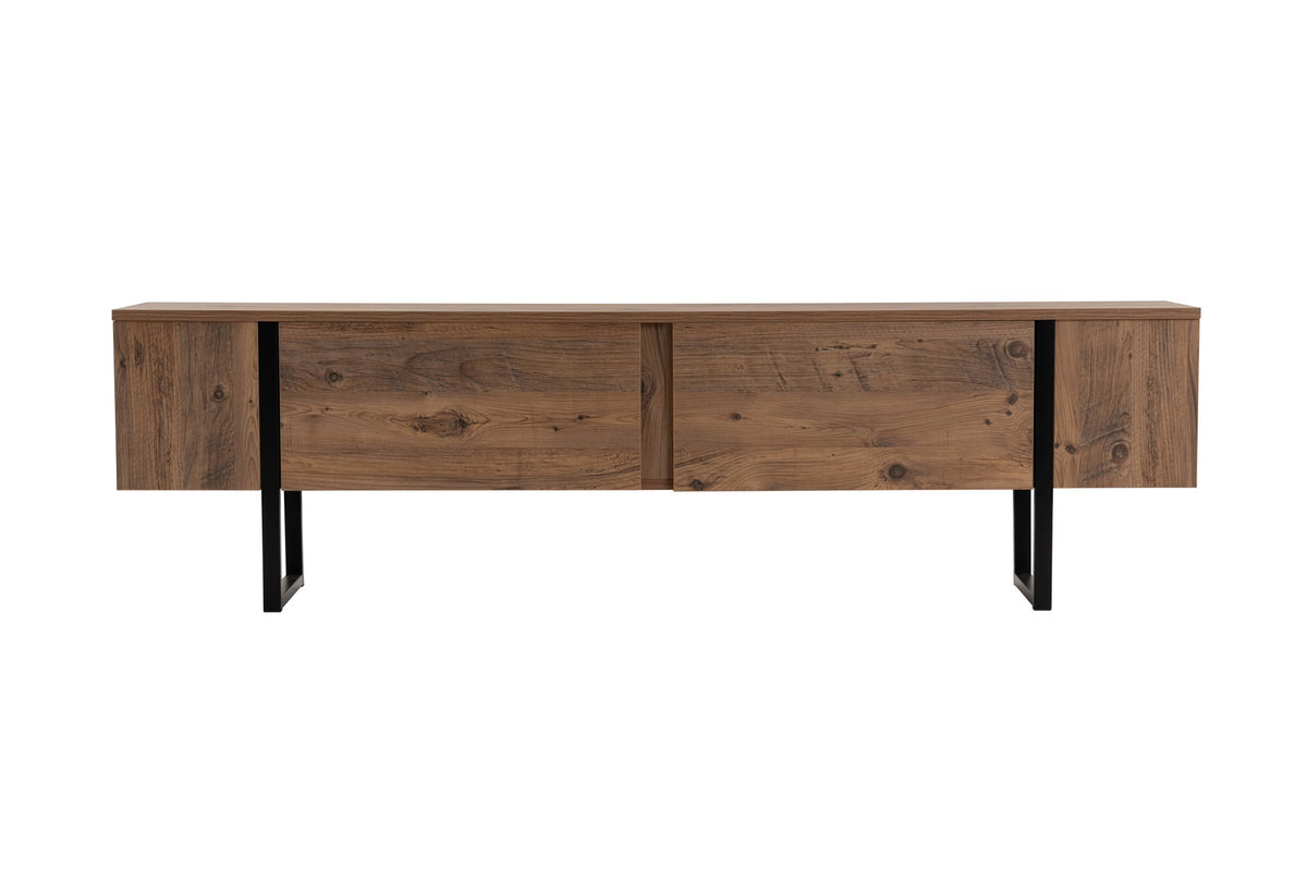 TV Furniture - TV Furniture Natural Melamine Black Frame 180x50x29.5 cm - Blitz - Dimehouse
