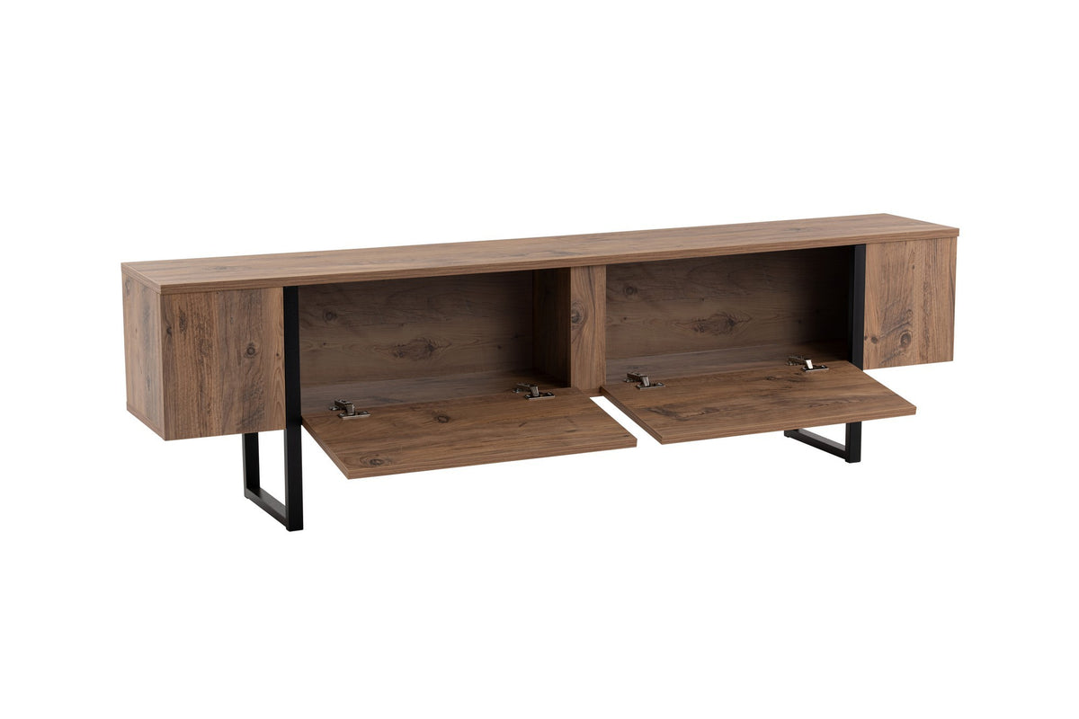 TV Furniture - TV Furniture Natural Melamine Black Frame 180x50x29.5 cm - Blitz - Dimehouse