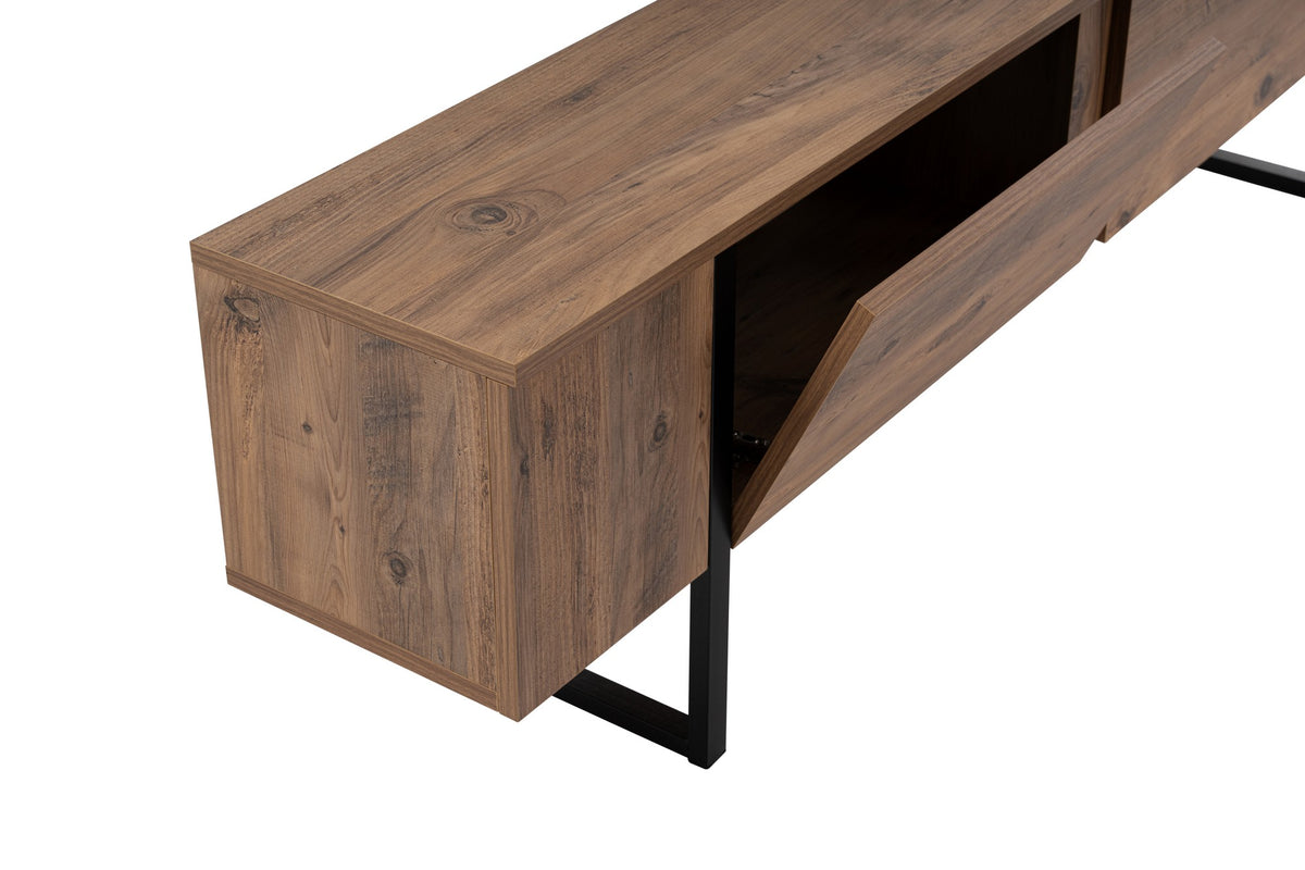 TV Furniture - TV Furniture Natural Melamine Black Frame 180x50x29.5 cm - Blitz - Dimehouse
