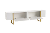 TV Furniture - TV Furniture White Melamine Blitz 50x180x29.5 cm - Dimehouse