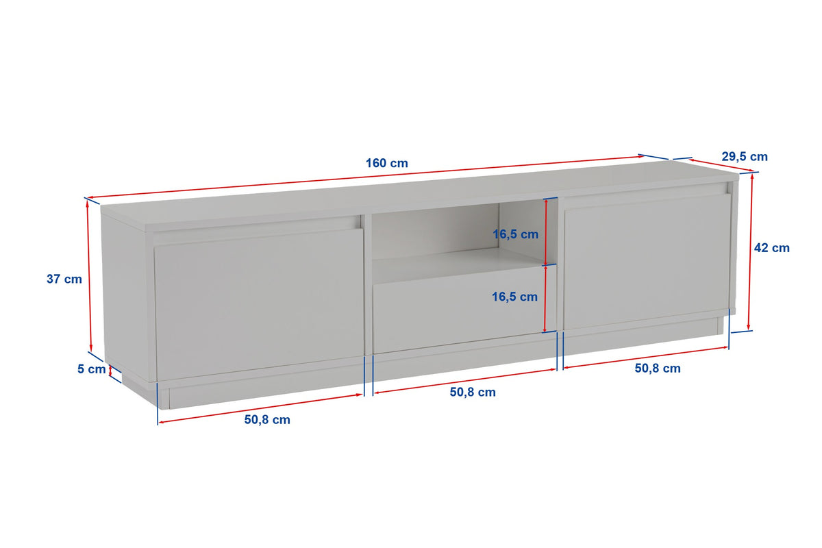 TV Furniture - TV Furniture Japandi Travertine Melamine - three cabinets - 160x42x29.5 cm - Flare - Dimehouse