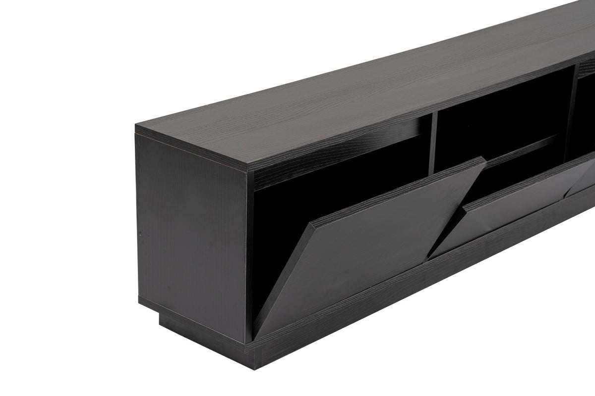 TV Furniture - TV Furniture Black Melamine - three cabinets - 160x42x29.5 cm - Flare - Dimehouse