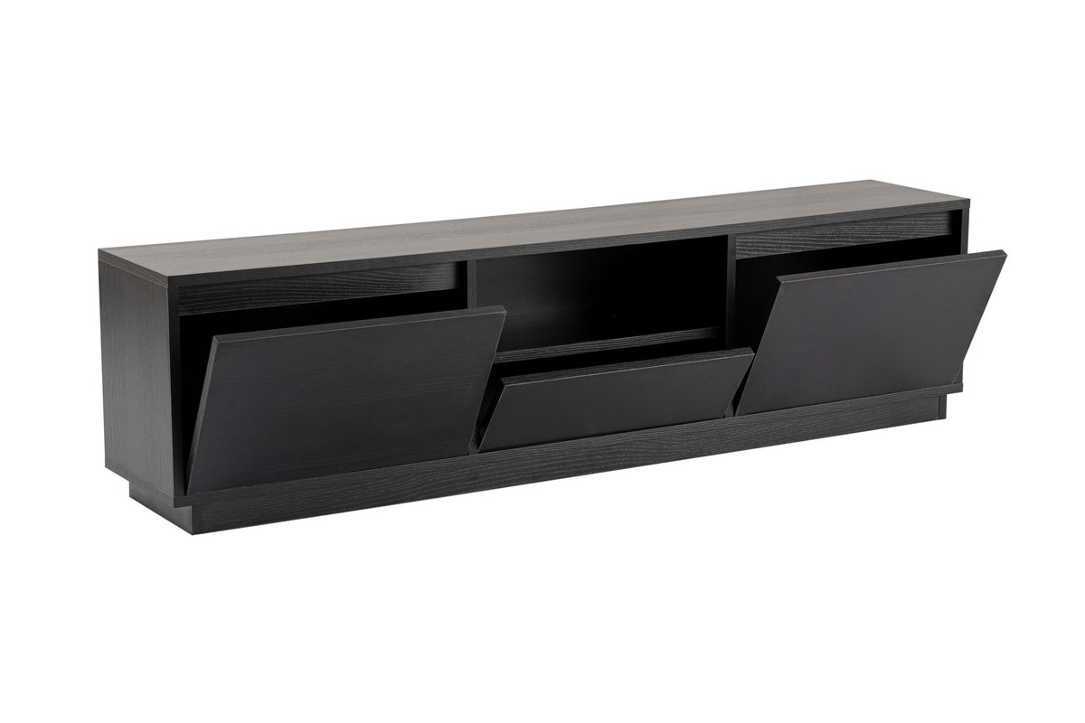 TV Furniture - TV Furniture Black Melamine - three cabinets - 160x42x29.5 cm - Flare - Dimehouse