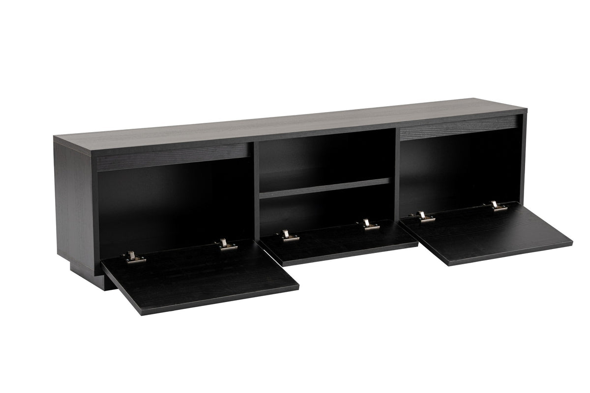 TV Furniture - TV Furniture Black Melamine - three cabinets - 160x42x29.5 cm - Flare - Dimehouse