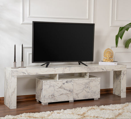 TV Furniture - TV Furniture Marble Melamine Vertex 50x180x31.3 cm - Dimehouse