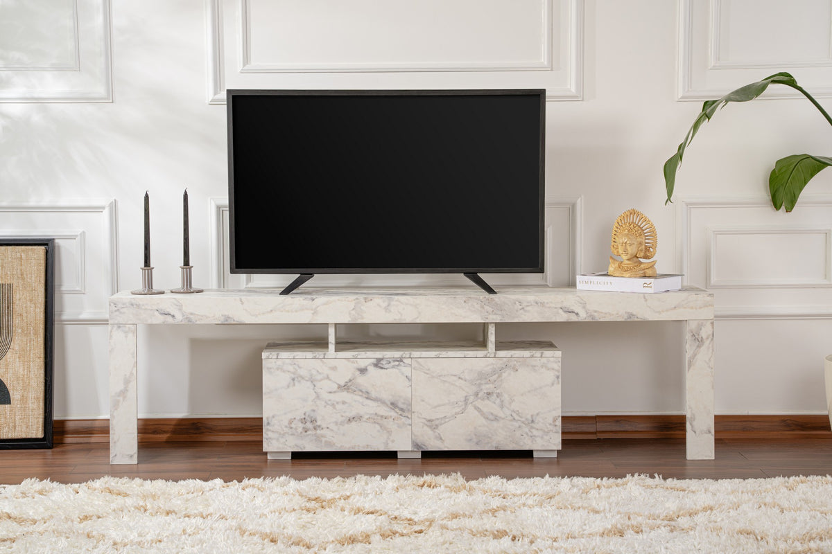 TV Furniture - TV Furniture Marble Melamine Vertex 50x180x31.3 cm - Dimehouse