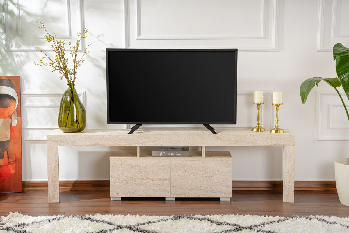 TV Furniture - TV Furniture Beige Melamine Vertex 50x180x31.3 cm - Dimehouse