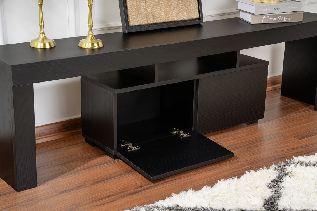 TV Furniture - TV Furniture Black Melamine Vertex 50x180x31.3 cm - Dimehouse