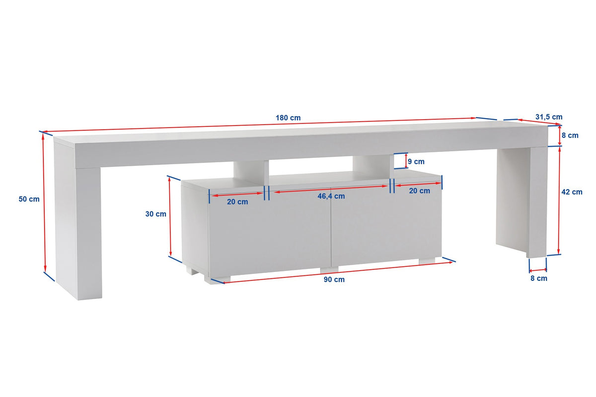 TV Furniture - TV Furniture Black Melamine Vertex 50x180x31.3 cm - Dimehouse