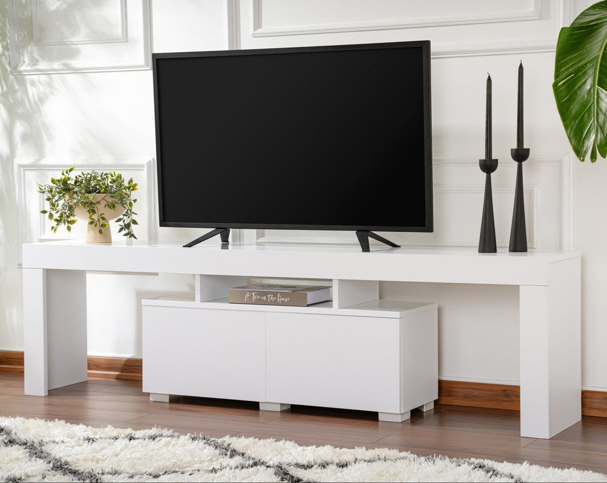 TV Furniture - TV Furniture White Melamine Vertex 50x180x31.3 cm - Dimehouse