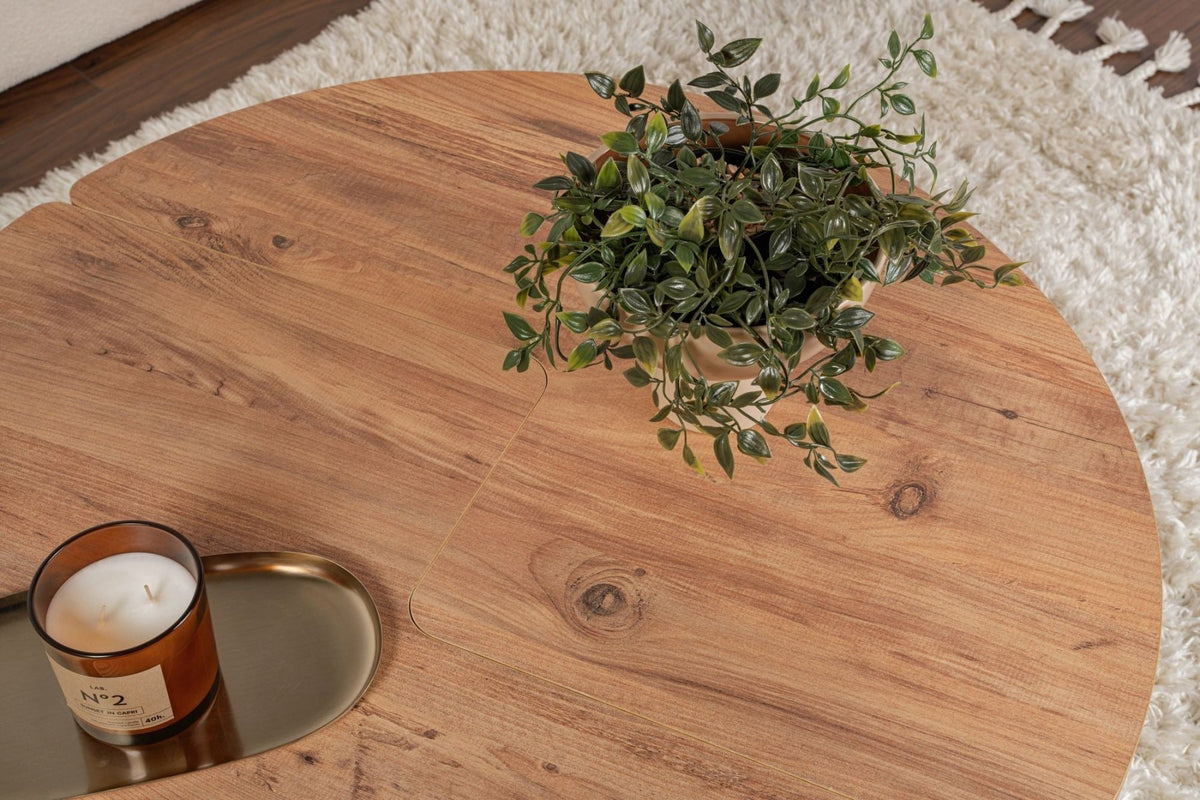 Coffee tables - Round Coffee Table Moari Atlantic Pine Wood Melamine 90 cm - Dimehouse