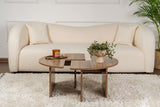 Coffee tables - Round Coffee Table Moari Walnut Melamine 90 cm - Dimehouse