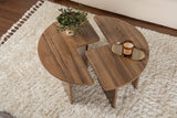 Coffee tables - Round Coffee Table Moari Walnut Melamine 90 cm - Dimehouse