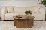 Coffee tables - Round Coffee Table Moari Walnut Melamine 90 cm - Dimehouse