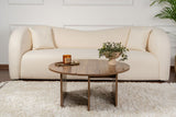 Coffee tables - Round Coffee Table Moari Walnut Melamine 90 cm - Dimehouse
