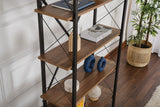 Bookcases - Industrial bookcase walnut melamine Ely - black frame - 180x90 cm - Dimehouse