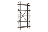 Bookcases - Industrial bookcase walnut melamine Ely - black frame - 180x90 cm - Dimehouse