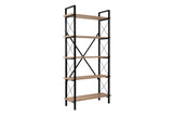 Bookcases - Industrial bookcase oak melamine Ely - black frame - 180x90 cm - Dimehouse