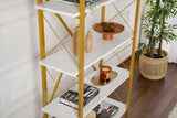Bookcases - Modern bookcase white melamine Ely - Golden Frame - 180x90 cm - Dimehouse