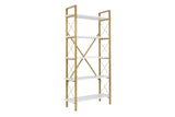 Bookcases - Modern bookcase white melamine Ely - Golden Frame - 180x90 cm - Dimehouse