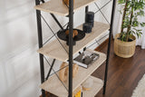 Bookcases - Industrial bookcase travertine melamine Ely - black frame - 180x90 cm - Dimehouse