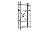 Bookcases - Industrial bookcase travertine melamine Ely - black frame - 180x90 cm - Dimehouse