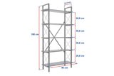 Bookcases - Industrial bookcase travertine melamine Ely - black frame - 180x90 cm - Dimehouse