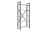 Bookcases - Industrial bookcase white melamine Ely - Black Frame - 180x90 cm - Dimehouse