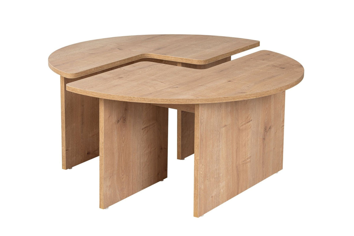 Coffee tables - Round Coffee Table Moari Oak Melamine 90 cm - Dimehouse
