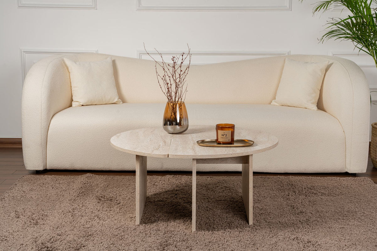 Coffee tables - Coffee table Set of 2 Travertine Maira - Melamine - Dimehouse